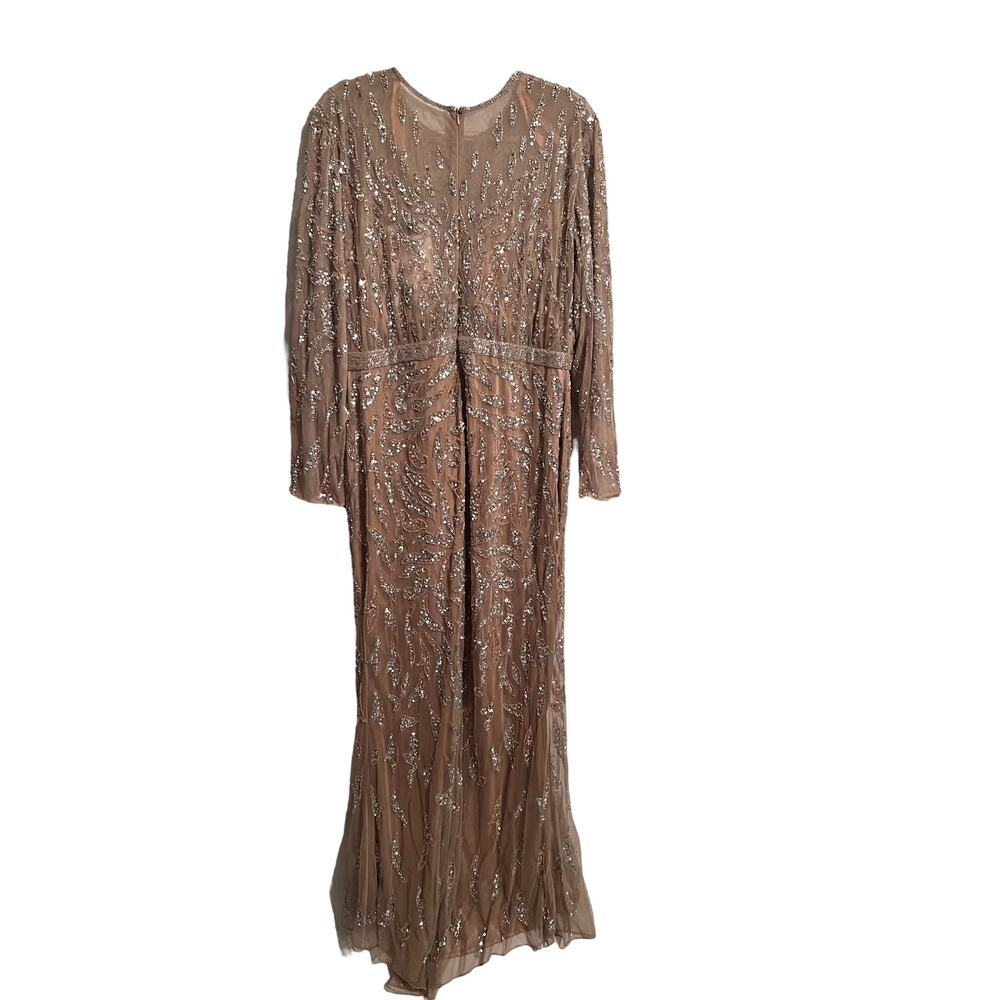 Mac Duggal Beaded Long Sleeve Evening Gown Mocha Size 16 5124 NEW $598 - Picture 6 of 12